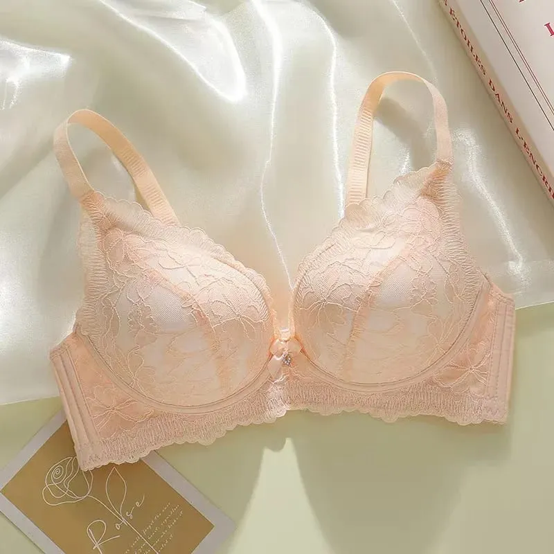 작은 가슴을위한 언더 와이어가없는 두꺼운 8cm 푸시 업 조절 가능한 브래지어 여성용 편안한 수집 보조 란제리
