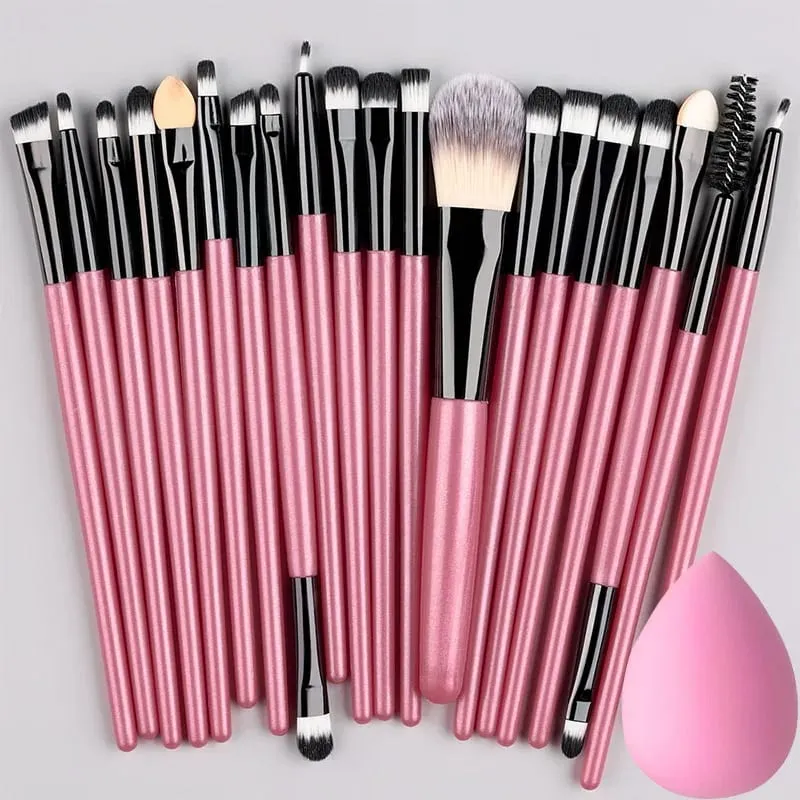 Sada 20ks štětců na make-up pro kosmetiku Foundation Blush Powder Eyeshadow Kabuki Blending Brush with Powder Puff Beauty Tools — image 10