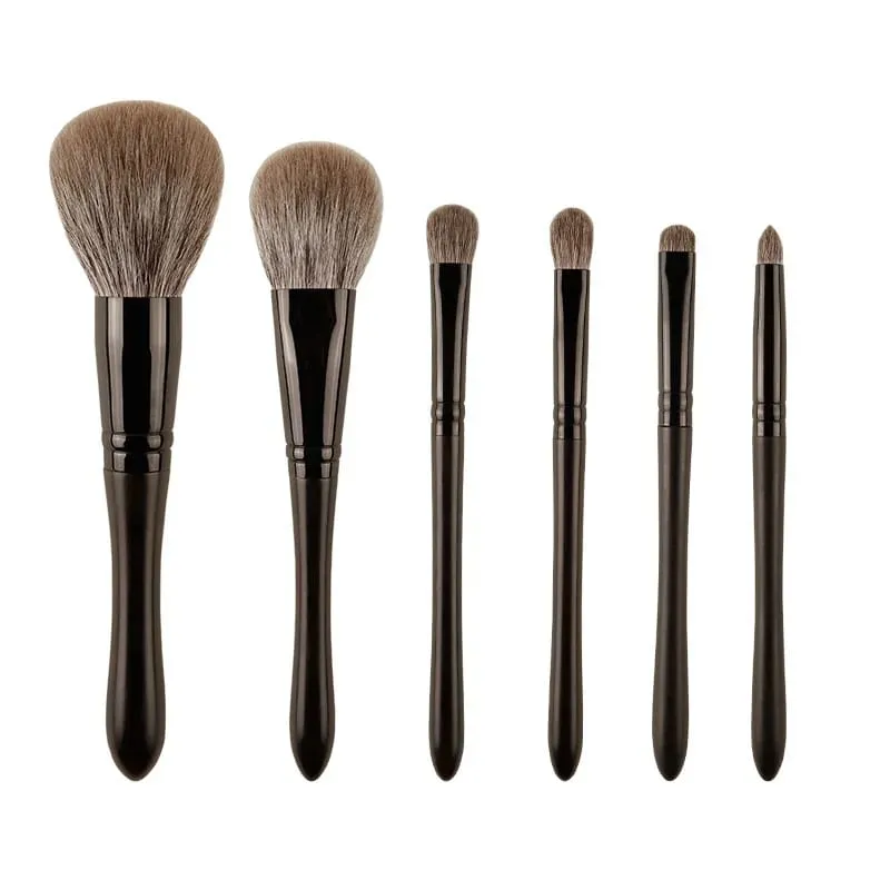 6 pz/set capelli di Volpe Pennelli Trucco Set Fard in polvere Piega Ombretto Dettaglio Liner Ombra Pennelli per trucco Travle siz Manico in Ebano