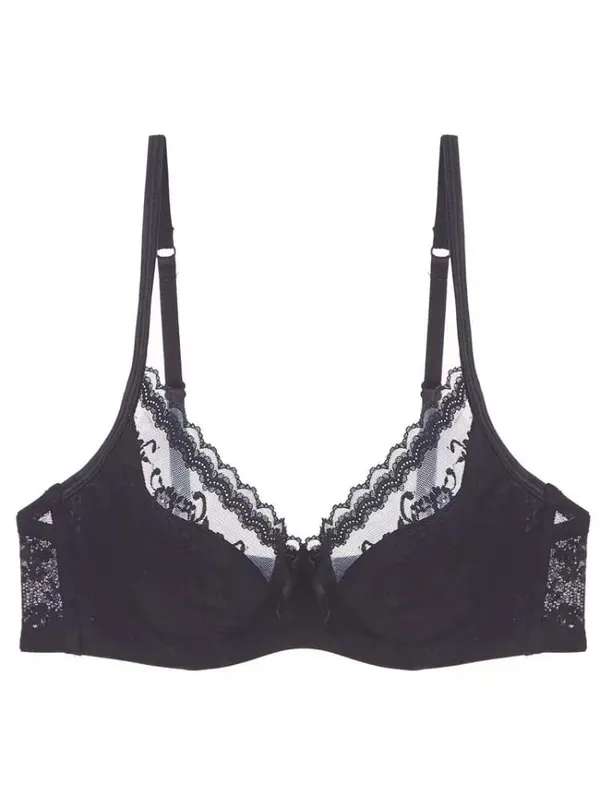 Reggiseno con ferretto in pizzo stile francese | Reggiseno push up a mezza coppa, busto grande, set intimo estivo leggero e dimagrante anti-cedimento BANERDANNI — image 9