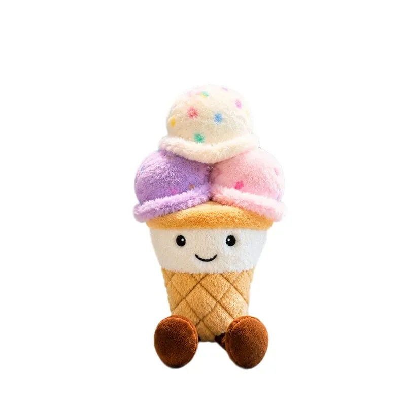 NEW Scoops Ice Cream Cone Plush Toy Stuffed Summer Snack Small Pillow Humanoid Smiling Face with Legs Kawaii Plushie Gift — image 4