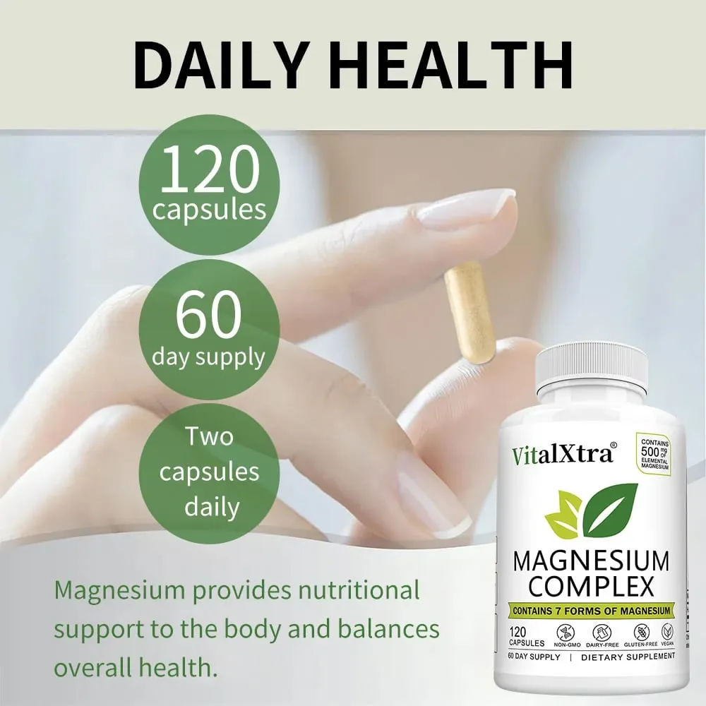 Magnesium Complex Supplement 7-in-1 Bisglycinate Chelate Oxide Malate Orotate Taurate Citrate Magnesium for Calm Sleep — image 5