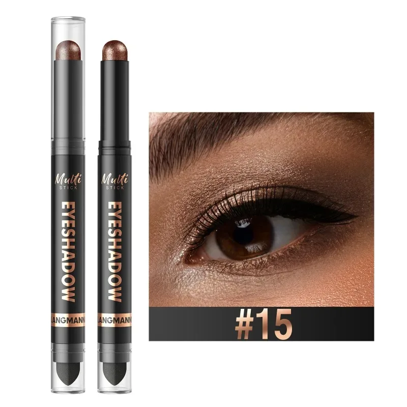 Bâton de fard à paupières Double tête, 16 couleurs, nacré, chatoyant, marron, crème hautement imperméable, crayon d'ombre à paupières, maquillage longue durée pour les yeux — image 22