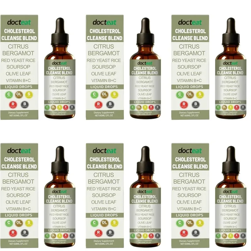 Docteat Cholesterol Cleanse Blend Liquid Drops Citrus Bergamot Supports Metabolic Balance with Vitamin C and B2 Dropper 60 ML