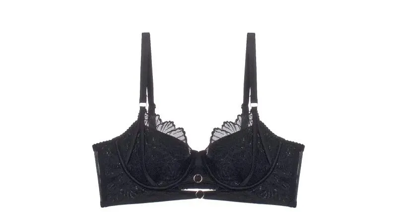 Balconette Lingerie Set French Lace - Underwire Lift Support for Petite Delicate Sheer Bralette Tushy Comfort Sexy Lace Trim — image 9