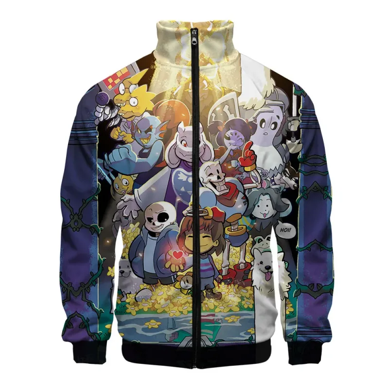 Sang Trọng Phổ Biến Sans Undertale 3D In Hình Dây Kéo Áo Raglan Áo Gió Bé Trai/Bé Gái Thoải Mái Cổ Đứng Áo Áo Khoác — image 4