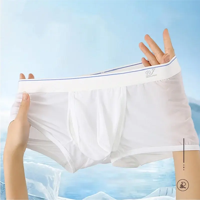 1 PCS 얼음 실크 공간 캡슐 속옷 남자 구획 솔리드 여름 통기성 울트라 얇은 복서 반바지 Transparentes Hombre — image 1