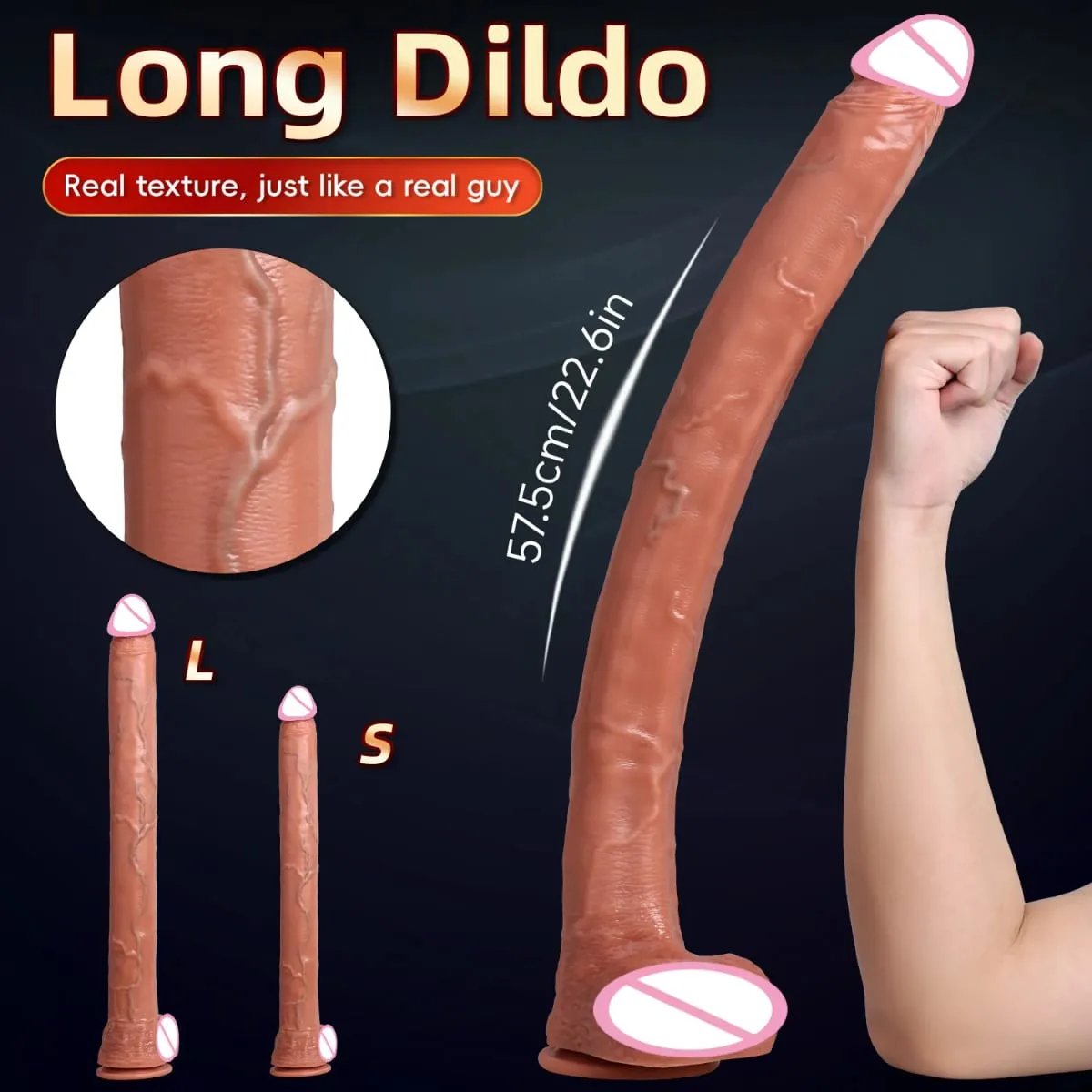Pene artificiale super lungo Dildo realistico Genitali maschili Penetrazione Giocattolo del sesso anale Masturbazione vaginale femminile Ventosa Cazzo — image 2