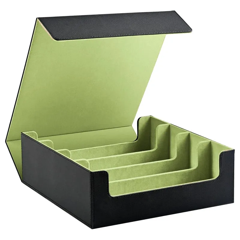 Trading Card Storage Box Holds 3000+ Cards Magnetic PU Leather Card Box Fits for Magic TCG Card Sports Cards