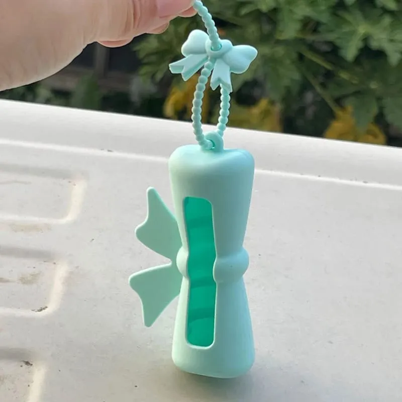 Bow Candy Peanut Shape Silikon Penutup Gincu Rantai Kunci Beg Simpanan Gincu Warna Pepejal Pemegang Balsem Bibir Ringan — image 8