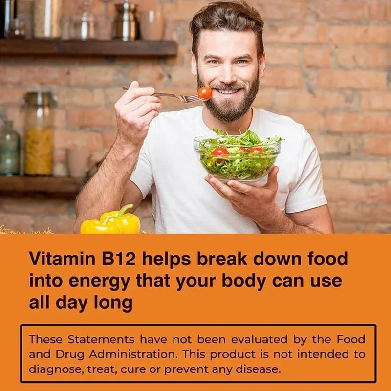 Vitamin B12 1000mcg - Benefits Brain & Heart Function Memory Learning Helps Boost Natural Energy — image 4