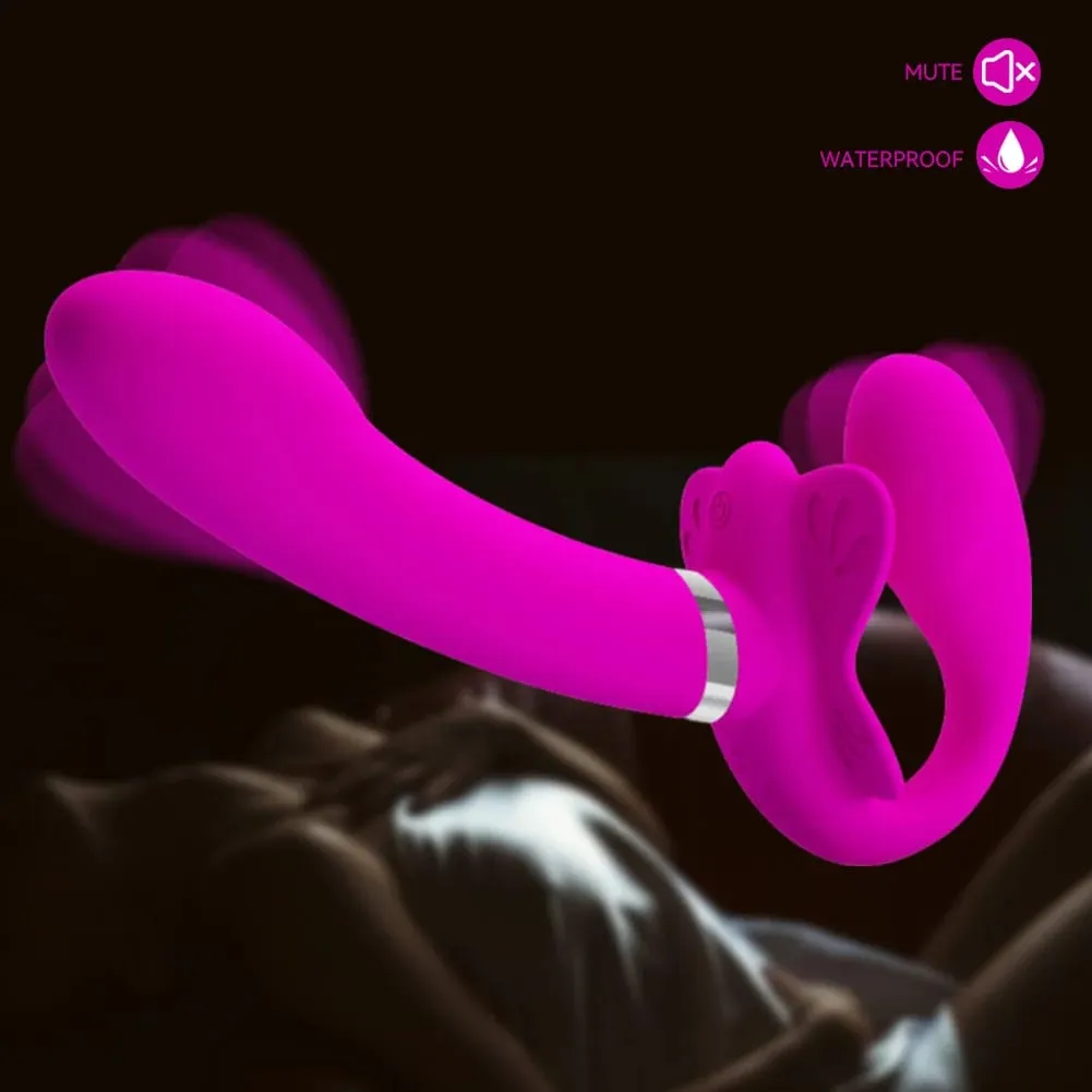 Penggetar Dildo Bertali Penembusan Berganda untuk Wanita Kepala Bergetar Zakar Lesbian Mainan Erotik Mainan Seks untuk Pasangan — image 5