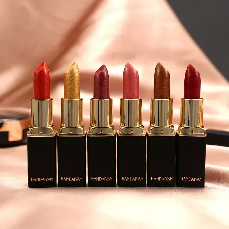 Značka Professional Lips Makeup Voděodolný Shimmer Dlouhotrvající pigment Nude Pink Mermaid Shimmer Lipstick Luxusní kosmetický make-up — image 7
