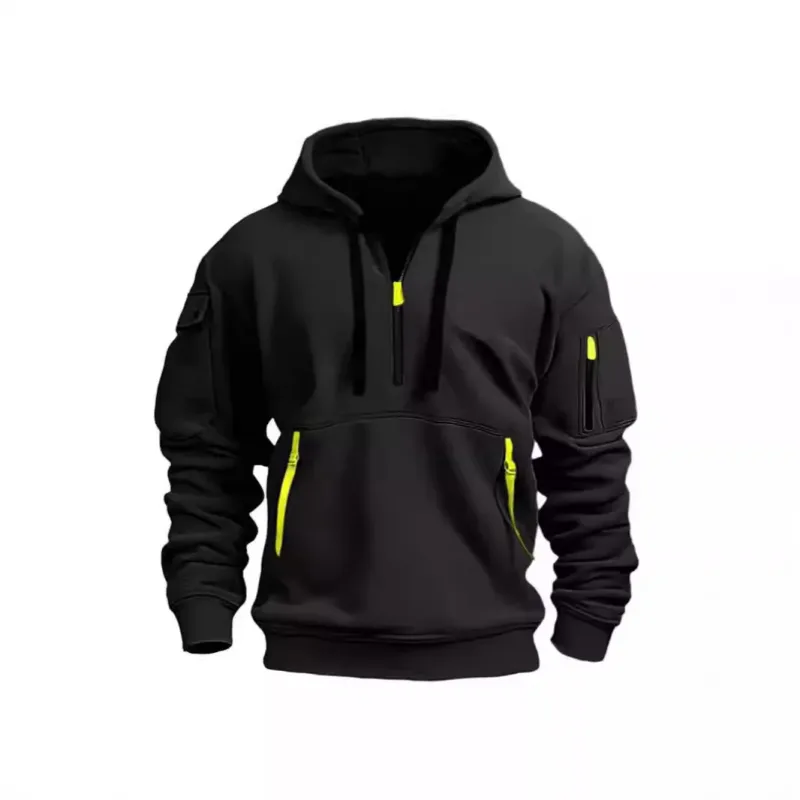 Men's Spring Autumn Hooded Sweatshirt Zip Multi Pocket Pullover Casual Sports Jacket Fashion Trendy Hoodie Top for Men Street — image 1