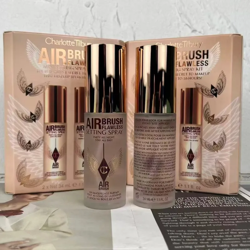 Charlotte Tilbury Airbrush Flawless Setting Spray 100 ml 34 ml 2-teiliges Set Setting Spray Feuchtigkeitsspendendes Hydrat Oil Control Make-Up Geschenk — image 3