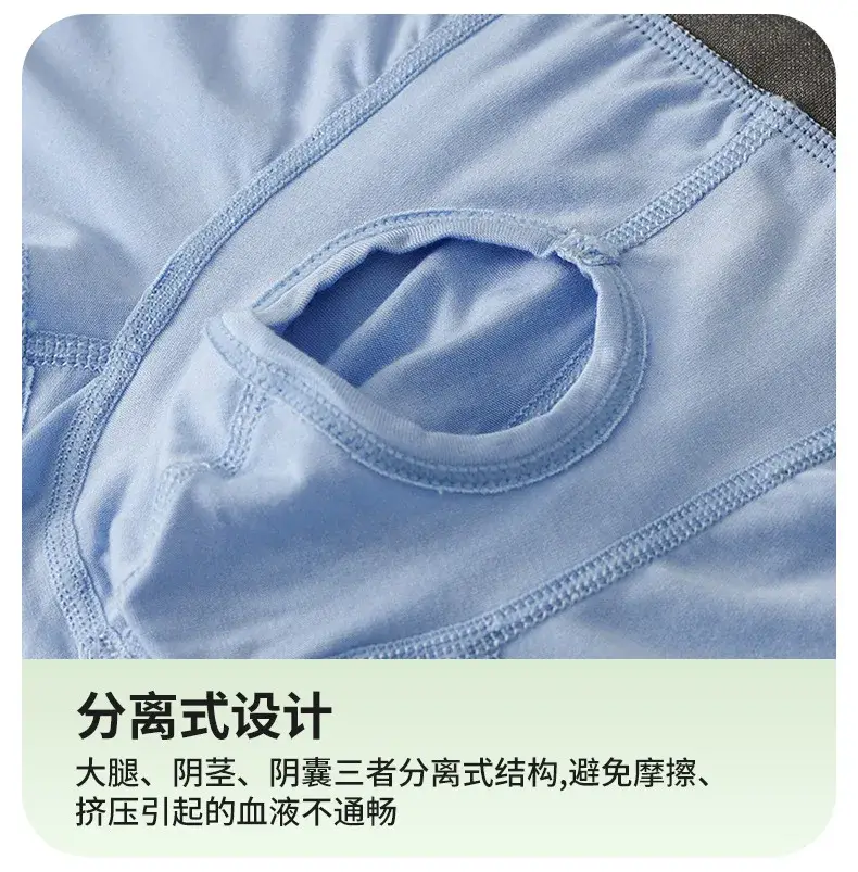 Men's Bamboo Fiber Boxer Shorts Fly Pouch Front Open Breathable Bulge Underwear Separated Pouch Trunks Dual Pouch Underpant — image 15
