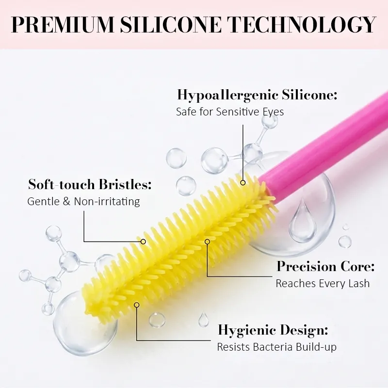 Pennello per ciglia in silicone Bacchette per mascara Applicatore Pettine per sopracciglia Asta Spoolies Pennelli per ciglia Forniture per estensione ciglia Strumenti per trucco — image 4