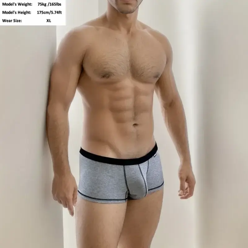 Men's Underwear Personalized Design Low Waist Boxers Pack Breathable Single Layer U Convex Pouch Boxershorts Men — image 9