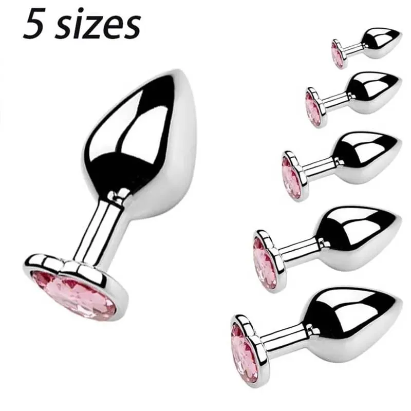 5 størrelser Rustfrit stål Krystal Hjerte Anal Plug Aftagelig Butt Plug Stimulator Prostata Massager Analsex legetøj Dildoer — image 2