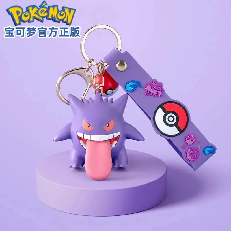 Original Pokemon Pikachu Schlüsselanhänger Gengar Morpeko Cubone Snorlax Mimikyu Anime Action Figur Spielzeug Schlüsselanhänger Duft Anhänger Geschenk — image 2