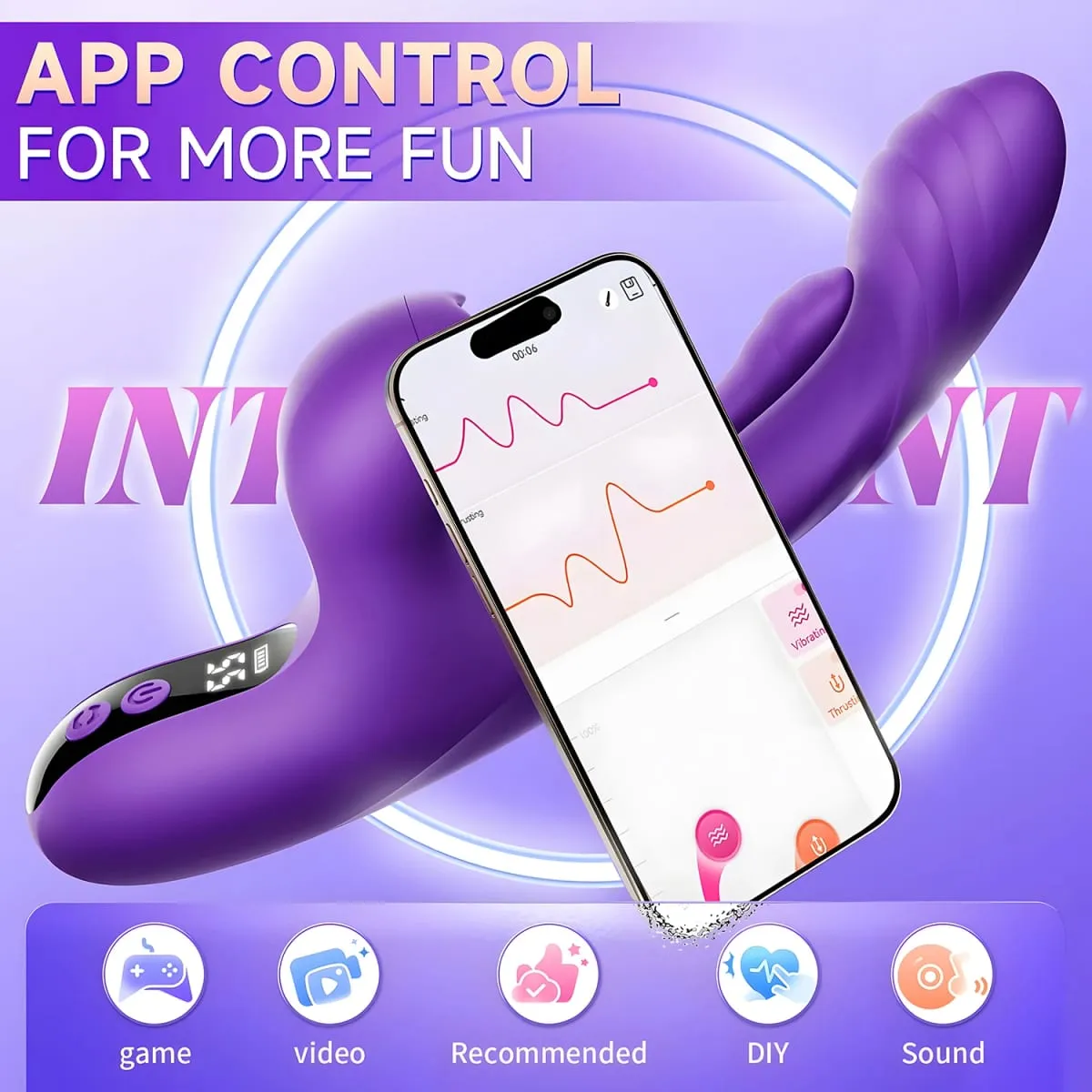 App Control Rabbit 3 IN 1 toccando sbattimento vibratore della vagina per le donne Wiggle Tongue G-Spot Masturbatore giocattoli adulti del sesso per le donne — image 4