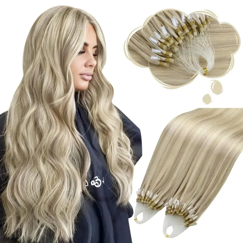 Moresoo Micro Link-Haarverlängerungen, Echthaar, Mikro-Loop-Haar, Kaltfusion, 50 g, unsichtbares brasilianisches vorgebundenes Remy-Mikroring-Haar — image 15