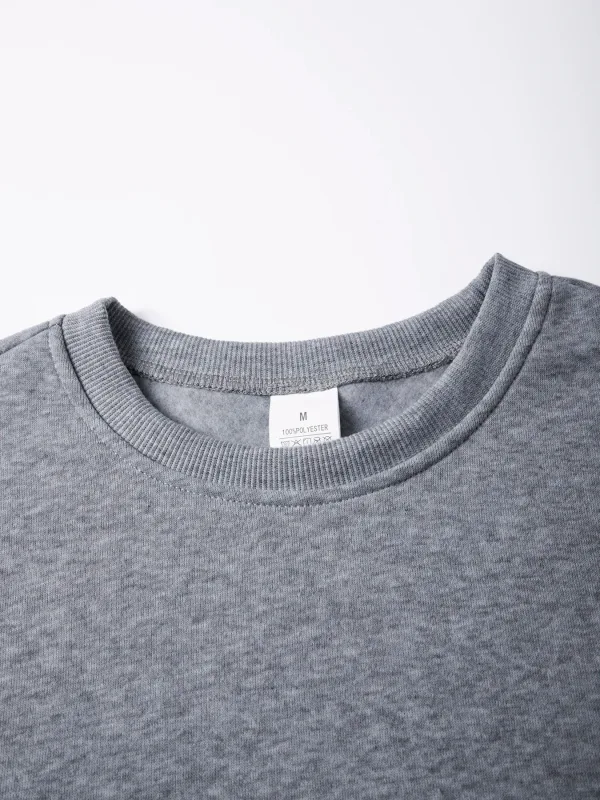 Jersey de cuello redondo para hombre, sudaderas grandes de Color sólido, camisetas para correr al aire libre para primavera y otoño, sudaderas con capucha informales para hombre, ropa de calle — image 15