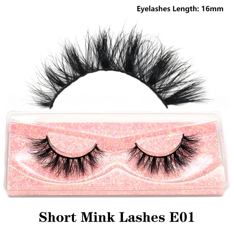 Mink จริงปุยสั้น Eye Lashes Extension Wispy นุ่มธรรมชาติขนตาปลอมสั้นสวมใส่ทุกวัน Full Strip Lashes แต่งหน้า — image 24