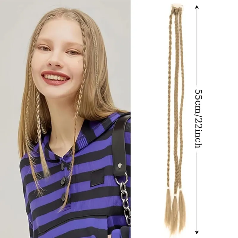 1Pc คลิปใน Braid Hair Extensions วิกผม 22 นิ้วสังเคราะห์ Braided Hairpiece 3 Braids หนึ่งคลิปสำหรับผู้หญิงทุกวันเครื่องแต่งกาย Party — image 12