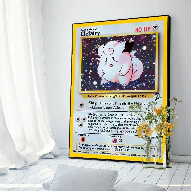 Pokemon Basis ชุด 1996 จาก Engels การ์ด Shining โปสเตอร์ภาพวาดผ้าใบพิมพ์สีน้ำ Wall Art ภาพตกแต่งบ้านของขวัญ