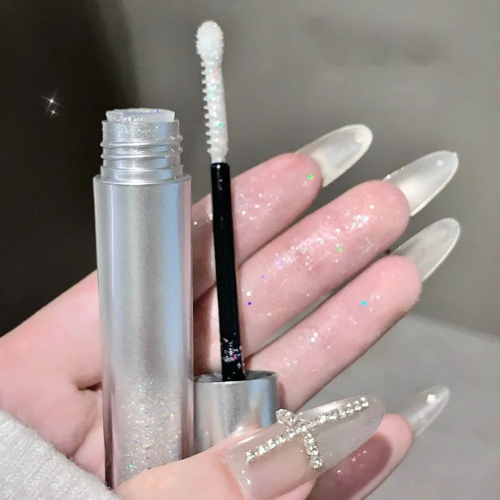 Silbrig glänzende Wimperntusche, feiner Glitzer, Highlight, verlängernd, kräuselnd, kein Verschmieren, wasserfest, natürliches, funkelndes 3D-Augen-Make-up — image 5