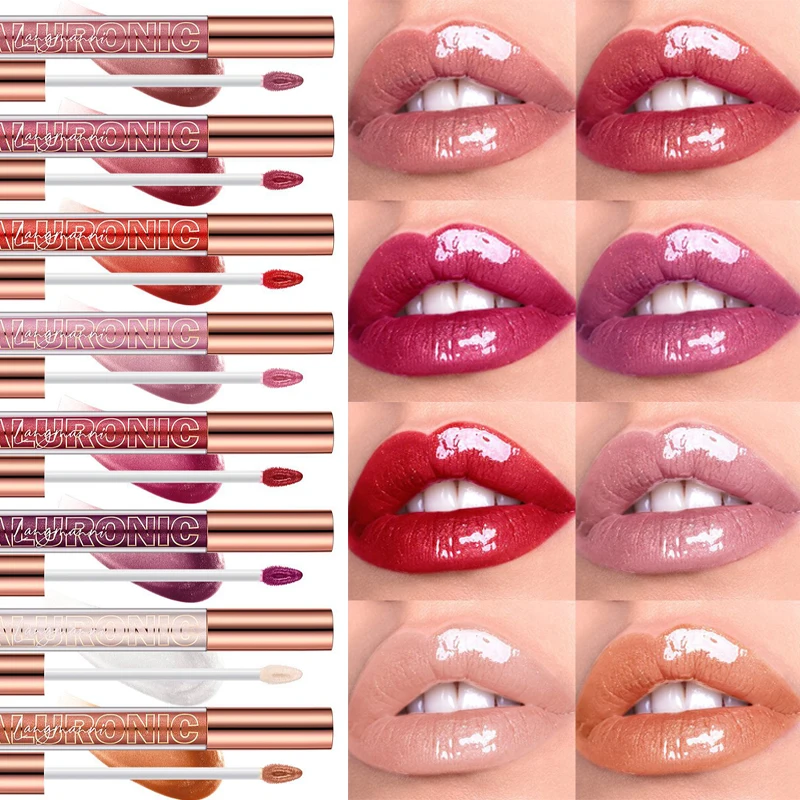 Pearlescent Glitter Plumping Lip GLOSS Diamond Glitter Nude สีชมพู Liquid ลิปสติก SHINY Glass กันน้ำเซ็กซี่ Lip Tint Lip Makeup — image 4