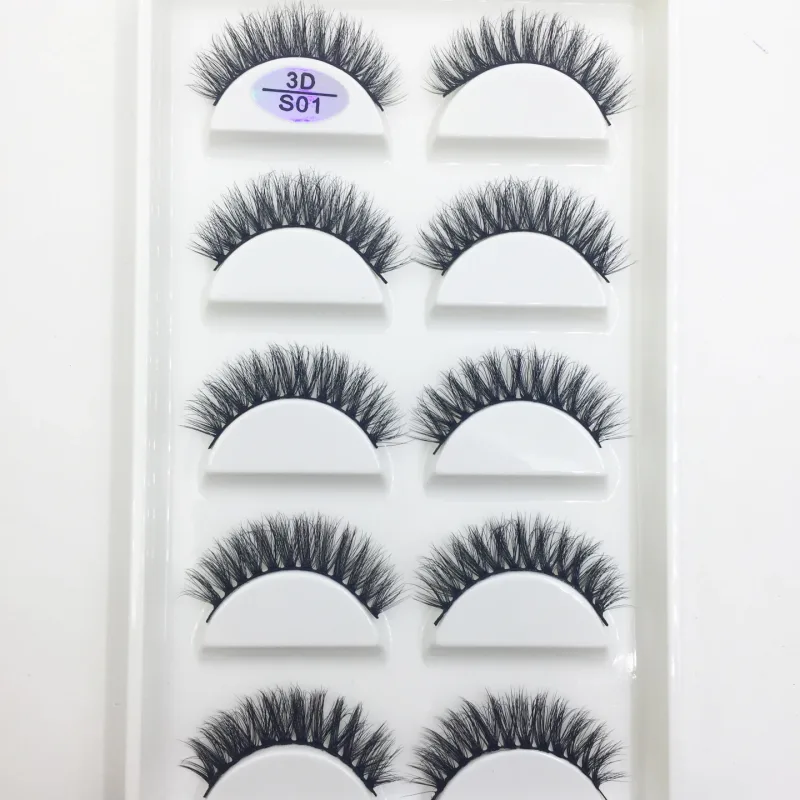 Přírodní 3D norkové umělé řasy Měkké jemné nadýchané oči umělé řasy make-up řas krása kočka Cilios 5 párů 15 stylů — image 19