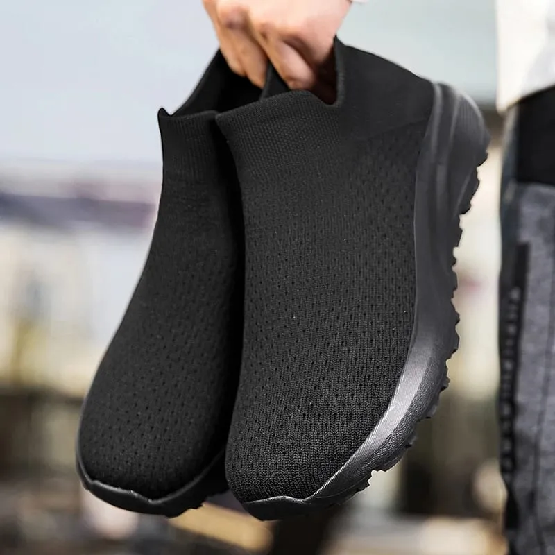 Högkvalitativa Sneakers Herr Bekväm Andas Lättvikt Mjuk Bred tå Halkfria Plattstrumpor Skor Utomhus Fritidssportskor — image 8
