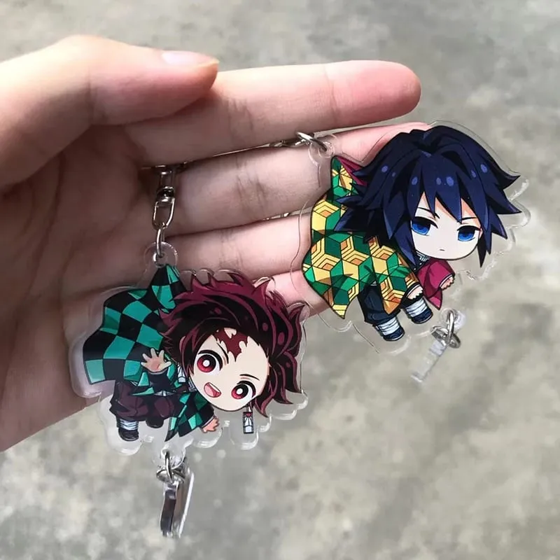 Pembunuh Setan Panas Tanjiro Kamado Rantai Kunci Akrilik Peranti Anime Kartun Comel Barang Kemas Fesyen Beg galas Loket Hadiah Krismas — image 1