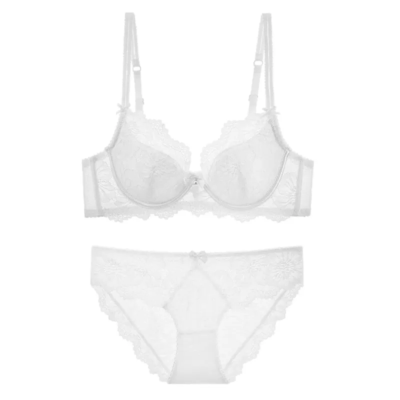 Conjunto de sutiã de renda fina de verão para mulheres push up reunir controle de gordura lateral anti flacidez sexy lingerie macia kit — image 9