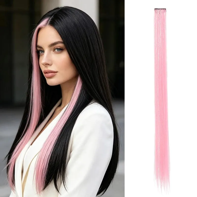 Clip BB nelle estensioni dei capelli sintetici con fili d'argento laser Pezzi di capelli colorati lucenti per l'uso quotidiano delle feste Nessun danno — image 9