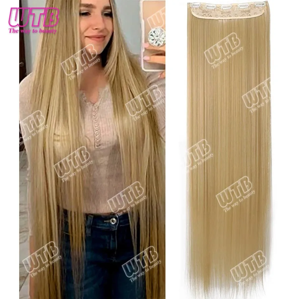 Extra lange rechte synthetische 5 clip hair extensions paardenstaart extensie voor dames meisjes 20 ~ 40 inch clip in extensions haarpie