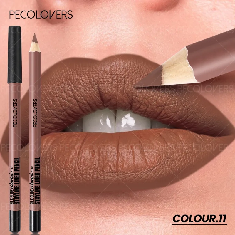Matte Lipliner Kontur Bibir Belakang Kedua Bibir Gebu dan Menawan Tidak Mengeringkan Kosmetik Bibir Kalis Air Sesuai untuk Pemula — image 8
