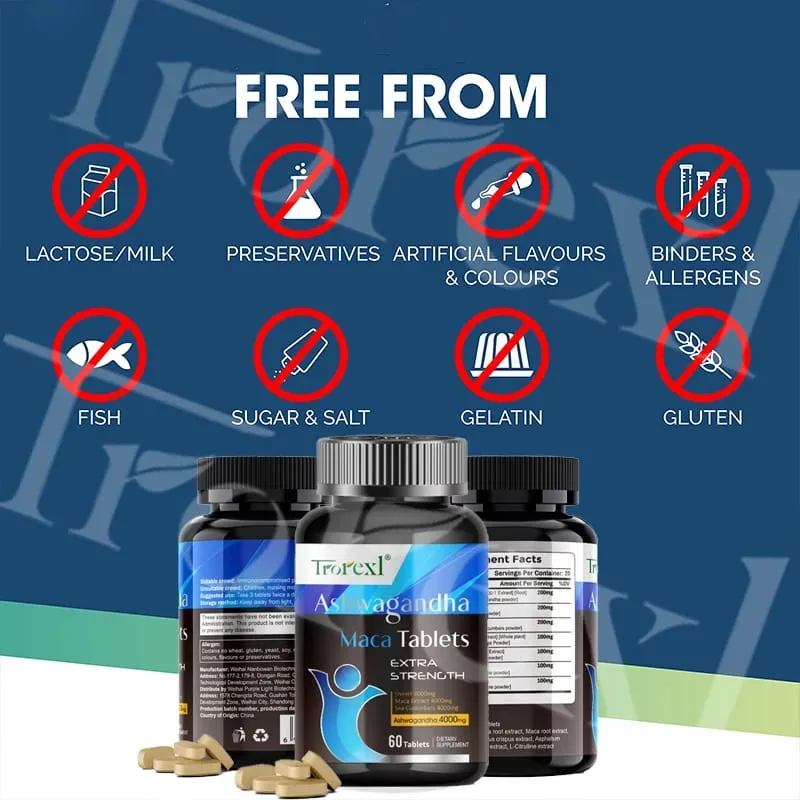 Ashwagandha & Maca Root Male Enhancing Supplement Max Strength Boost High Stamina Vitalitet for mænd