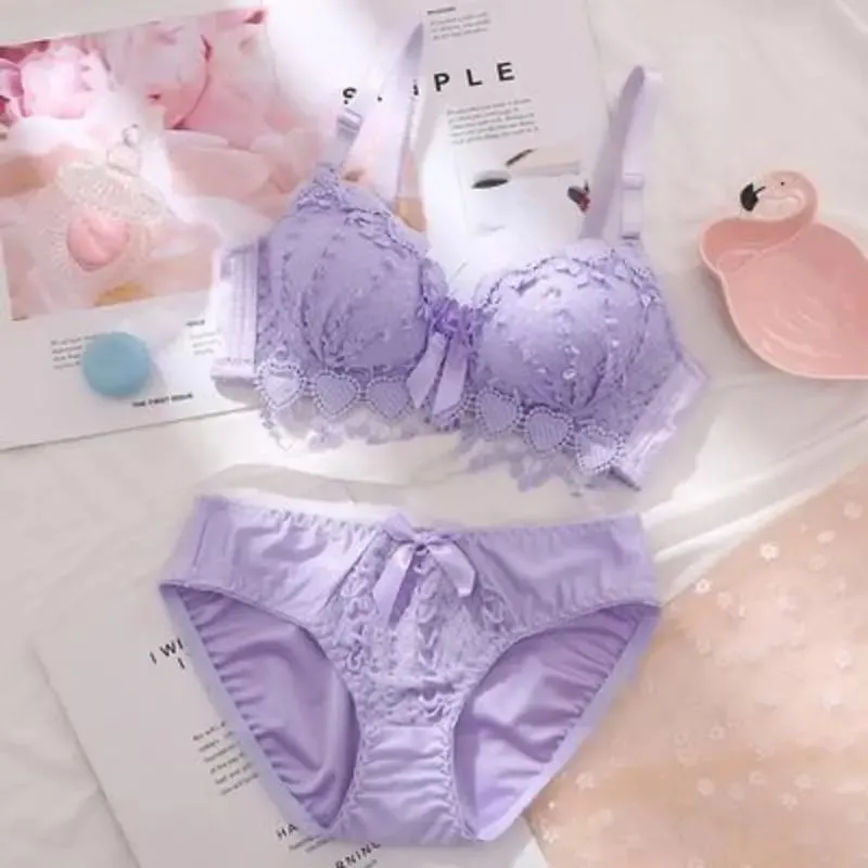 Mädchen Günstige BH-Set Große Größe Zurück Taste Komfortable Sammeln Bh Atmungsaktive Dünne Abschnitt Ohne Stahl Ring Frauen Unterwäsche Sets — image 4