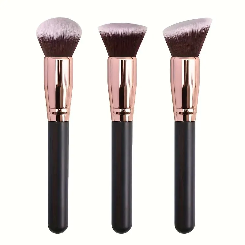 3ks profesionální sada štětců na make-up se štětci na tvářenku a oční stíny - Soft Nylon Bistles Portable Travel-Friendly Co — image 2
