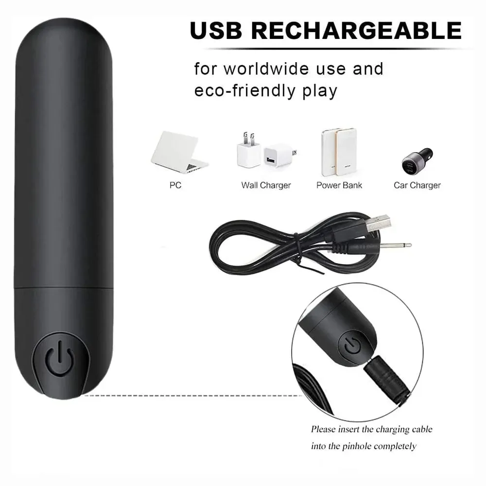 USB Charge Mini Výkonný Bullet Vibrator Ženy Klitorální stimulátor Vaginální G bod Masturbace Erotické vibrátory Sexuální hračky pro dospělé