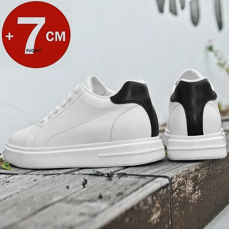 Modische PU-Leder-Aufzugsschuhe für Herren, 7 cm, unsichtbare Höhenerhöhung, weiße Turnschuhe für Damen, die lässige Sprots-Schuhe erhöhen — image 6