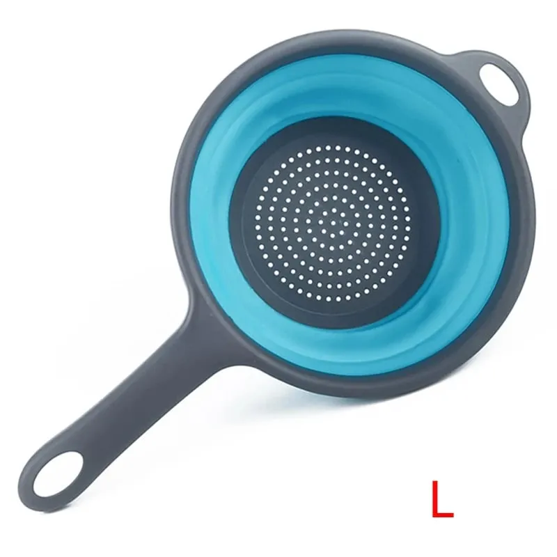 Colador plegable de silicona con mango, colador plegable de cocina para drenar Pasta, verduras, frutas, JT111 — image 11