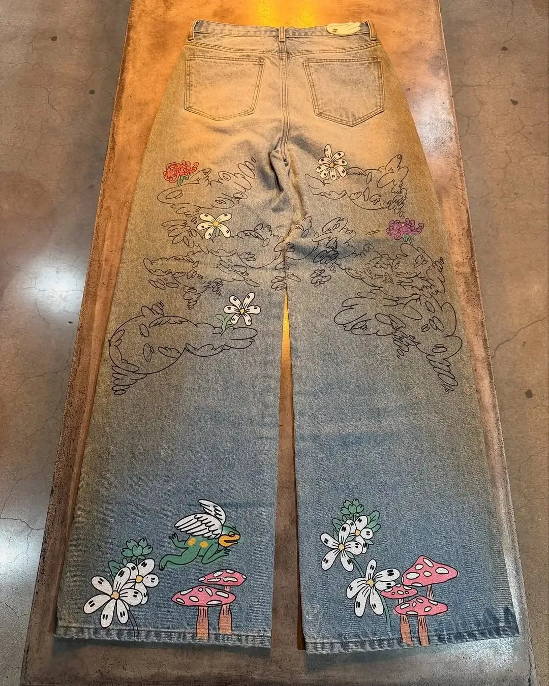 Y2K American Fashion Super großes lustiges Muster bedruckte lässige Jeans Hip Hop Gothic High Waist Wide Leg Hose — image 5