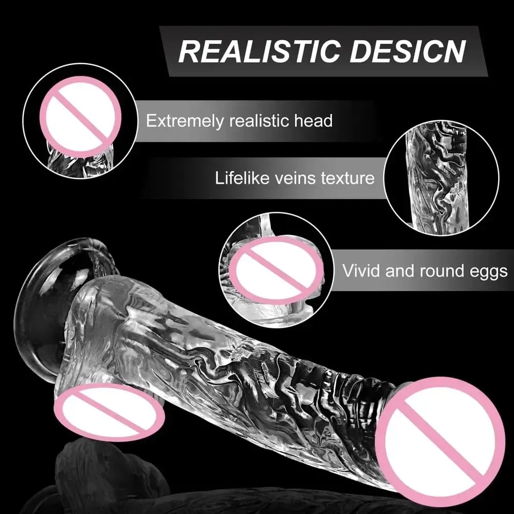 Trasparente morbido gelatina dildo realistico falso pene ventosa butt plug giocattoli del sesso per donna uomo giocattoli del sesso anale della vagina — image 4