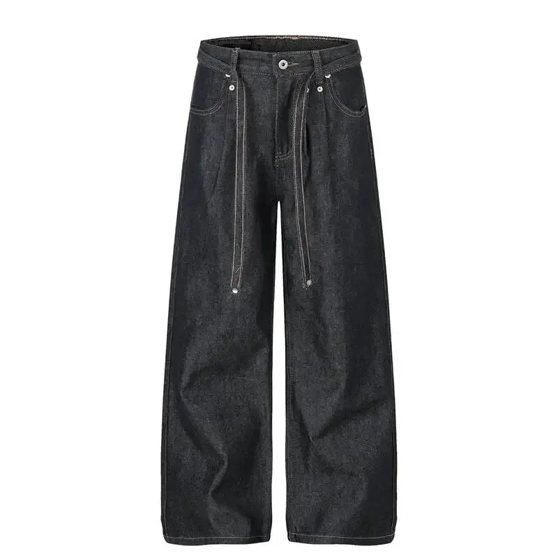 Jean délavé en détresse de style américain, ceinture à coutures visibles, pantalon en Denim unisexe, ample, jambes larges, jambes droites, 9X3768 — image 3