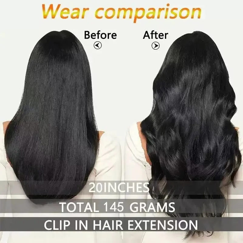 7 clip nelle estensioni dei capelli Acconciatura a onda lunga Nero 60-71 cm Capelli sintetici naturali Uso quotidiano Parrucchino per donna — image 4