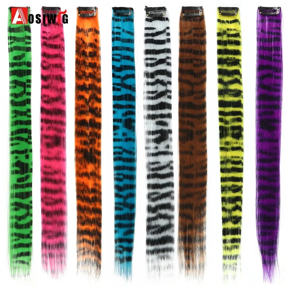 Feather Hair Extensions Colored Synthetic Clip In Hair Feather Colorful False Hair Extension Mixed Color Straight Hair For Women — image 6